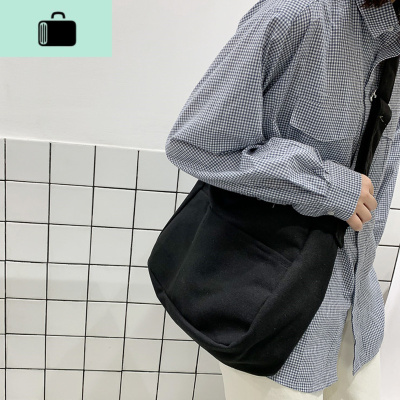 慵懒风帆布托特包女单肩斜挎包纯色大容量怀旧INS大学生旅行背包NEW LAKE女士单肩包
