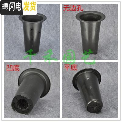 三维工匠塑料花盆透气盆气生盆国兰盆洋兰盆黑色凹底、平底兰花盆 黑色4寸平底有边孔 5个(送1米网套)花盆容器