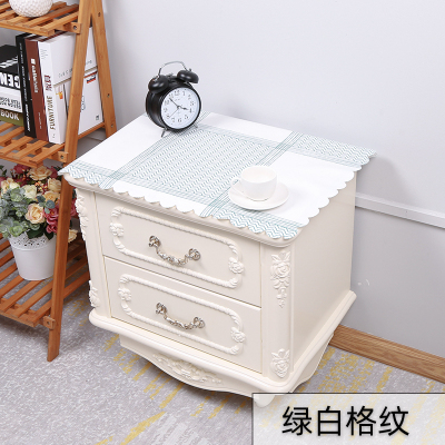 家柏饰(CORATED)床头柜盖布防水防油免洗北欧家用防尘罩套卧室床头盖巾冰箱防尘布 绿白格纹 40*60cm