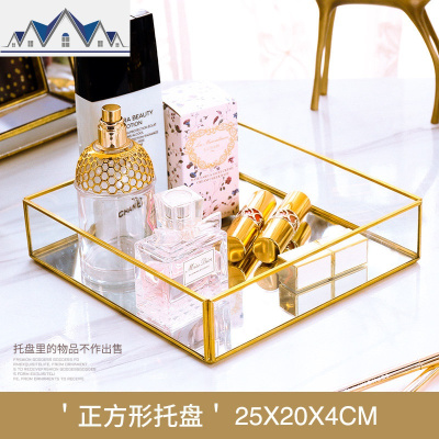 欧式ins风北欧简约耳环耳钉耳饰品收纳盒镜面托盘精致家用首饰盒 三维工匠