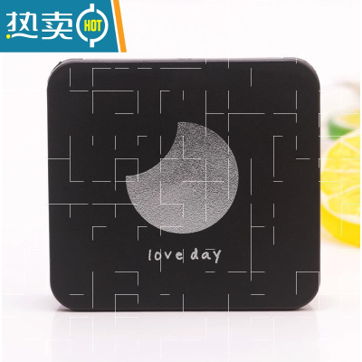 敬平小镜子随身携带化妆镜便携迷你轻薄女桌面可立放包包里折叠镜双面便携式用镜 典雅黑 磨纱月亮