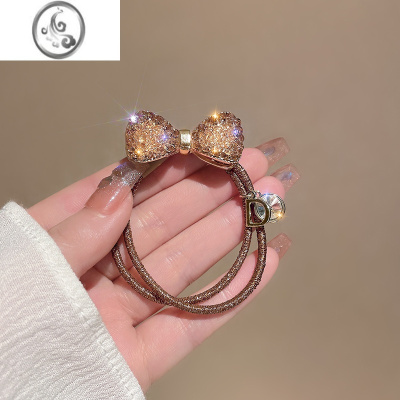 JiMi韩国复古水晶蝴蝶结发圈新款满钻发绳时尚网红头绳女简约气质