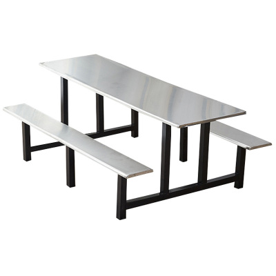 正斌学校食堂不锈钢餐桌椅4人6人13人位工厂员工饭堂连体快餐桌椅组合8人位(黑色支架款)