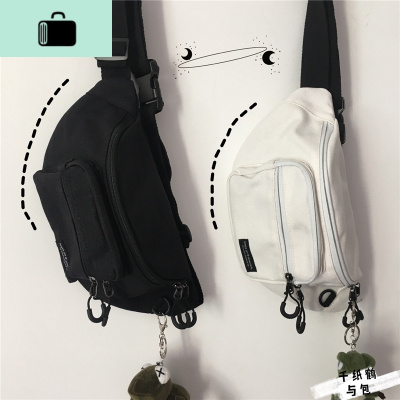 日系原宿ins暗黑风纯色斜挎胸包女韩国ulzzang学生百搭工装腰包男NEW LAKE女斜挎包