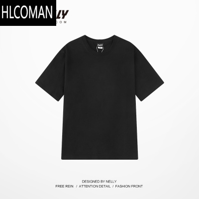 HLCOMAN情侣T夏季新疆220g男女短袖t恤潮牌嘻哈宽松纯色上衣服