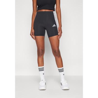 Adidas高弹贴身训练健身运动裤女束腰紧身短款九分运动休闲裤深蓝白