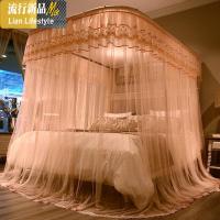 加密加厚导轨u型蚊帐家用1.5米宫廷1.8m双人床可伸缩款轨道公主风 三维工匠