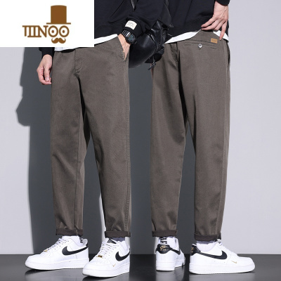YANXU休闲裤男士直筒宽松2023新款潮流锥型西装裤夏季男生长裤子