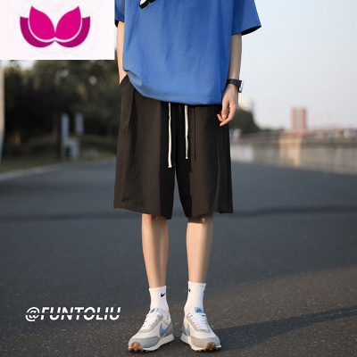 七斓日系五分短裤男夏季宽松直筒休闲工装裤子潮牌复古纯色百搭运动裤
