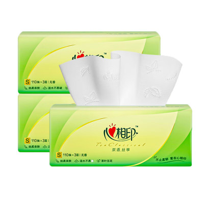 心相印 DT15110 茶语丝享系列3包110抽三层塑料纸面巾(电商)(散包)