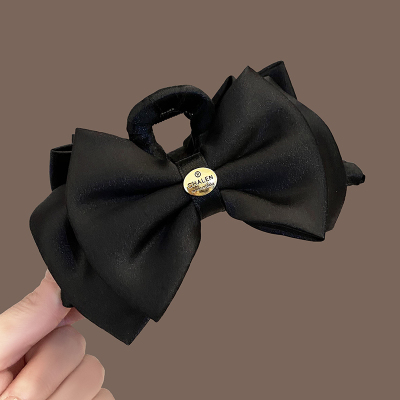 金标缎面双层蝴蝶结抓夹女2025新款高级感后脑勺鲨鱼夹发夹头饰春送女朋友老婆情人节七夕生日礼物