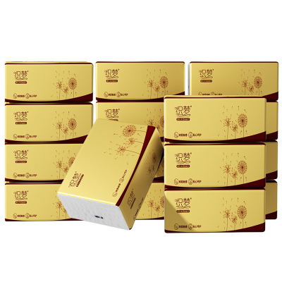 织梦 超韧可湿水抽取式纸面巾4层40抽*16包原生木浆抽纸纸巾实惠装餐巾纸家庭装纸抽卫生纸家用母婴可用 16包装