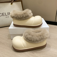 冬季加绒居家户外休闲厚底百搭棉鞋可爱风套脚保暖雪地靴女鞋