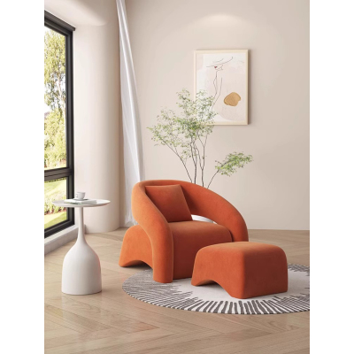 昇恒轩 单椅客厅懒人单人沙发休闲椅轻奢弧形阳台椅小户型老虎椅极简 SHX-7312