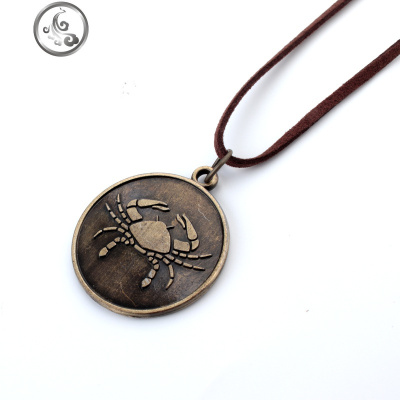 十二星座复古时尚巨蟹座吊坠男女学生项链个性百搭简约毛衣链 JiMi