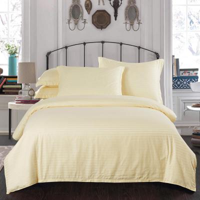 比韩纯色条纹款床上用品三件套默认米黄色其他颜色请备注