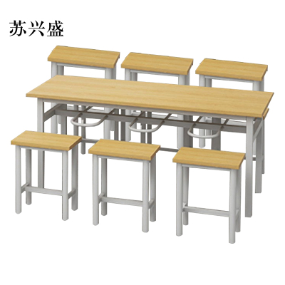 苏兴盛餐桌6人学校食堂小吃店快餐桌椅饭堂防火板桌1800*600*750含椅