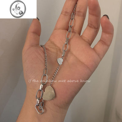 JiMi爱心钛钢不掉色项链女夏季小众设计感锁骨链嘻哈潮甜酷风辣妹配饰