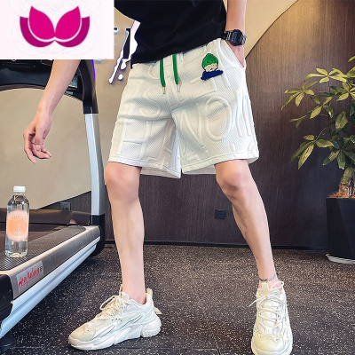 七斓5分短裤男士2023新款夏季网红潮牌休闲百搭中裤潮流ins华夫格卫裤