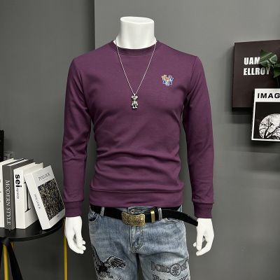 欧货秋冬新款时尚男士圆领卫衣秋装长袖体恤修身上衣服潮ins时尚_1