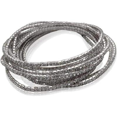 GUESS件闪耀仿钻女式弹性手链 时尚优雅多层叠搭配饰品