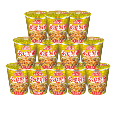 日清(NISSIN) 方便面组合装 杯面泡面快餐面 虾仁风味12杯整箱装