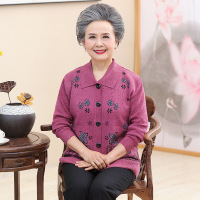 迪鲁奥（DILUAO)中老年春装上衣奶奶装加大加肥针织衫老太太开衫妈妈毛衣女