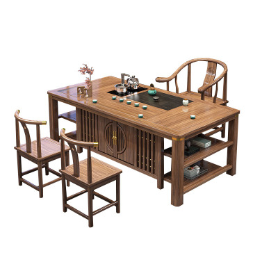 晋舰 茶台茶具套装一体禅意茶几茶桌椅组合泡茶台1.28似锦+围椅+2月牙