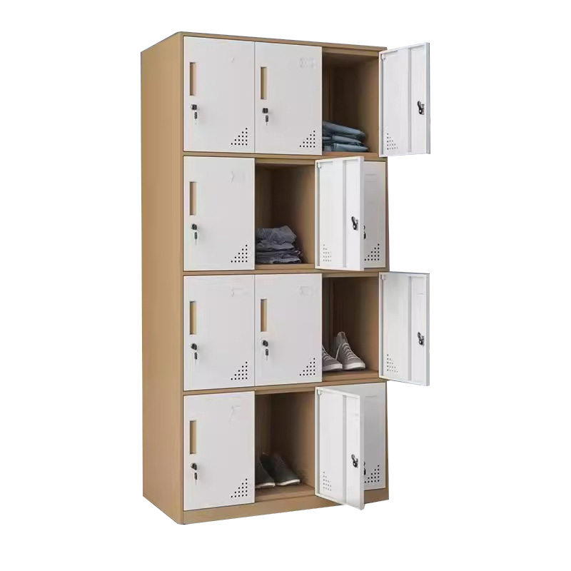 景福达储物柜咖白十二门90*45*185cm台