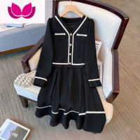 七斓大码女2023新款显瘦遮肉连衣裙胖妹妹小香风气质名媛套装