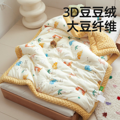 A类儿童卡通纯棉双层纱大豆被芯幼儿园宝宝单人午睡盖被秋冬棉被