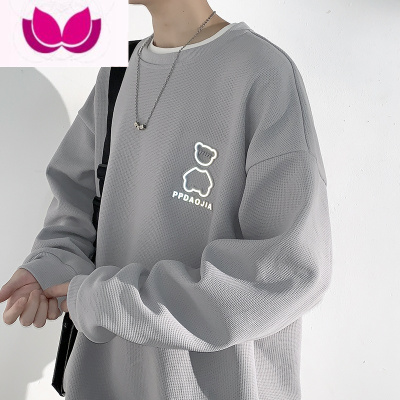 七斓反光小熊圆领卫衣男情侣装ins潮流宽松潮牌长袖套头体恤上衣