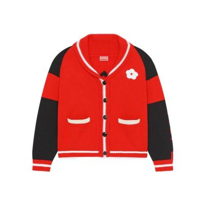 高田贤三(Kenzo)长袖针织开衫女运动卫衣套头衫棉羊毛混纺插肩袖