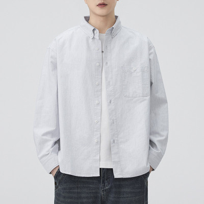 JEEP SPIRIT新款秋季日系复古工装男士衬衫百搭宽松休闲纯色美式衬衣潮流男装