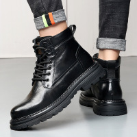 马丁靴男款头层牛皮秋冬季户外登山鞋男高帮加绒保暖男士皮靴