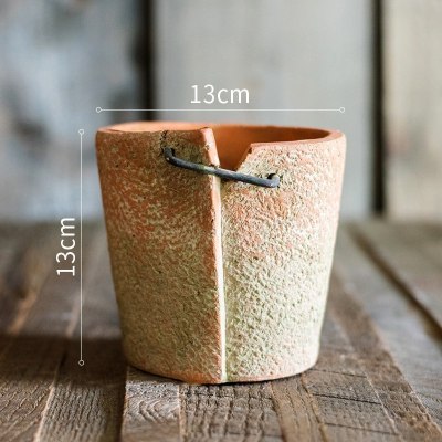 美帮汇缝合红粗陶瓷大花盆小花器创意个性复古北欧盆栽室内杂货花园 缝&合概念花器(C)底部已打孔 大