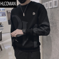HLCOMAN2023新款卫衣男士潮牌ins圆领款潮流加绒加厚长袖T恤上衣外套