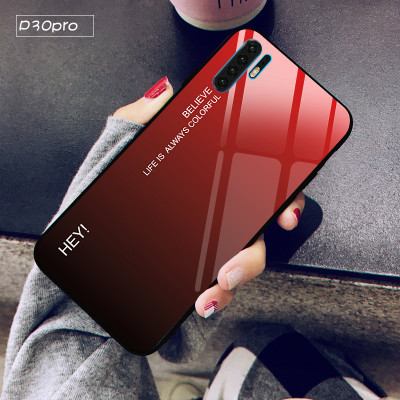 华为p30pro手机壳潮牌p40pro简约玻璃渐变创意个性限量版华为mate30pro防摔全包硬套轻薄pro高档 P30pro黑红渐变