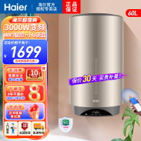 海尔(Haier)电热水器60升小尺寸竖式立式3000W变频速热预约洗浴壁挂式一级能效WIFI控制60V3