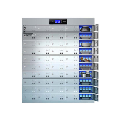 风雷动不锈钢员工食堂消毒碗柜餐厅紫外线高温餐盘餐具柜多格饭盒储物柜50门餐盘柜 紫外线消毒