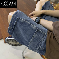 HLCOMAN美式高街裤子男士牛仔短裤男夏季薄款直筒宽松阔腿休闲潮牌五分裤