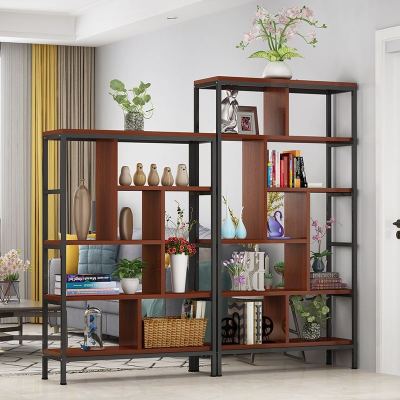 三能 办公家具人造板铁艺隔断置物架客餐厅装饰柜玄关屏风现代简约工业风落地书架 隔板置物架