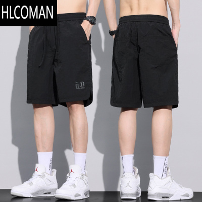 HLCOMAN冰丝休闲短裤薄款男士夏季宽松速干运动潮流百搭工装五分裤子夏天