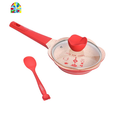 韩国宝宝锅婴儿辅食小奶锅带蒸屉迪迪尼卡儿童煎锅煮粥锅 FENGHOU 蓝色花瓣奶锅+勺子+盖子+置换(赠油刷和洗锅绵)