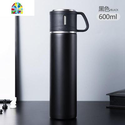 封后316保温杯男士女大容量学生带盖子不锈钢杯子儿童户外杯便携水 [绅士黑]+升级2.0+316不锈钢+600ml加料不