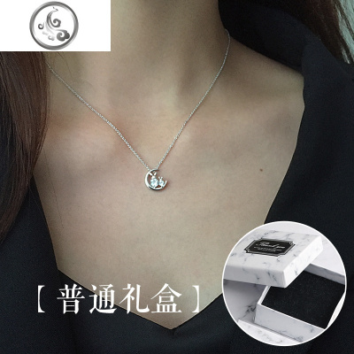 s925纯银月亮兔子项链女潮网红小众设计感百搭韩版简约学生锁骨链 JiMi
