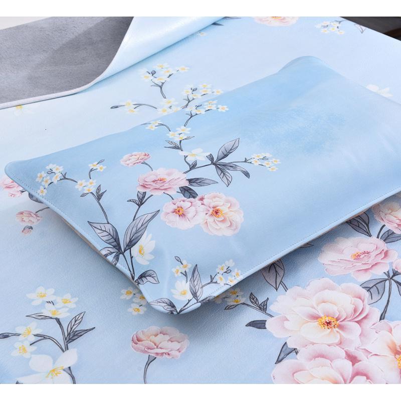 家柏饰(CORATED)彩绘牛皮席软席头层牛皮凉席1.8米1.5米三件套微澜花开