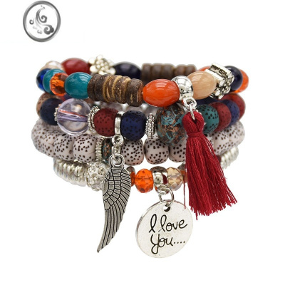 JiMi少数民族异域风情多层弹力闺蜜手链女波西米亚百搭个性气质手串女