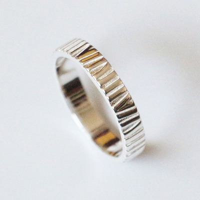 欧美潮人极简风S925纯银戒指银指环竖纹简约时尚戒子学生饰品女潮送女朋友老婆情人节七夕生日礼物