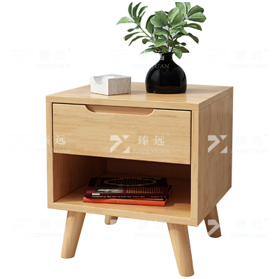 臻远 ZY4030703实木床头柜简约床边柜子收纳柜储物柜斜脚单抽款